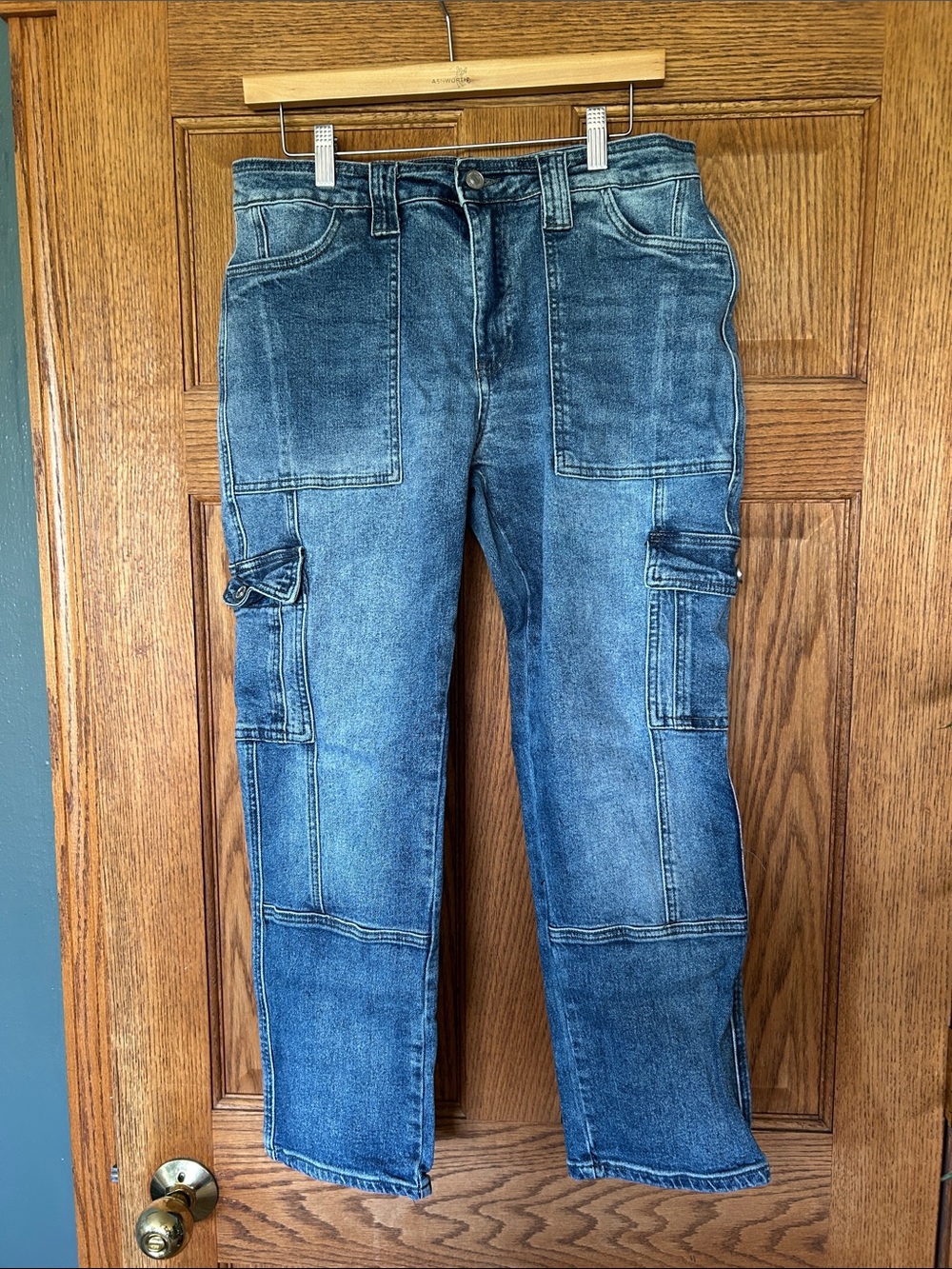 KanCan Blue Denim Ankle Cargo Jeans